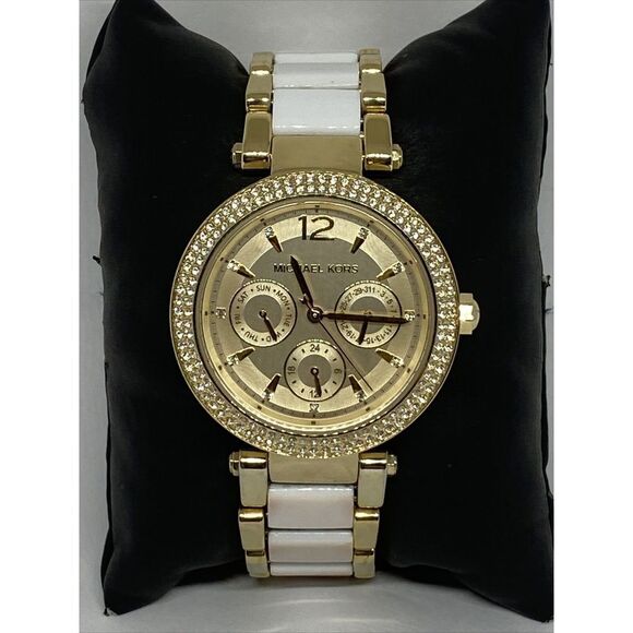 Michael Kors MK6374 Women's Stainless Steel Analog Gold Dial Quartz Watch WO684 - Picture 1 of 12